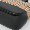 Burberrys Nova Check Hand Bag Canvas Beige Gold Auth sw745-12