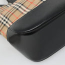 Burberrys Nova Check Hand Bag Canvas Beige Gold Auth sw745-13