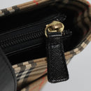 Burberrys Nova Check Hand Bag Canvas Beige Gold Auth sw745-16