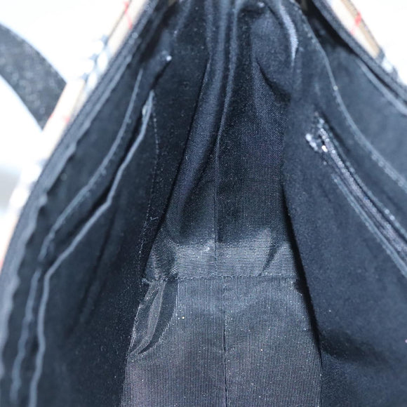 Burberrys Nova Check Hand Bag Canvas Beige Gold Auth sw745