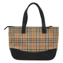 Burberrys Nova Check Hand Bag Canvas Beige Gold Auth sw745-3