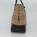 Burberrys Nova Check Hand Bag Canvas Beige Gold Auth sw745-4