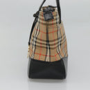 Burberrys Nova Check Hand Bag Canvas Beige Gold Auth sw745-5