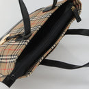 Burberrys Nova Check Hand Bag Canvas Beige Gold Auth sw745-6