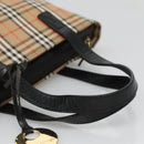 Burberrys Nova Check Hand Bag Canvas Beige Gold Auth sw745-7