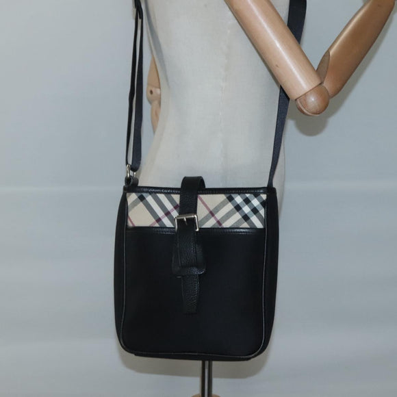 BURBERRY Shoulder Bag Nylon Black Silver Auth sw747