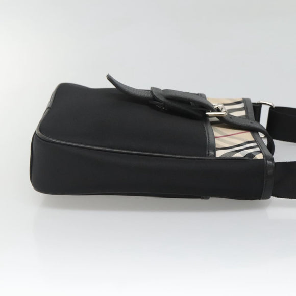 BURBERRY Shoulder Bag Nylon Black Silver Auth sw747
