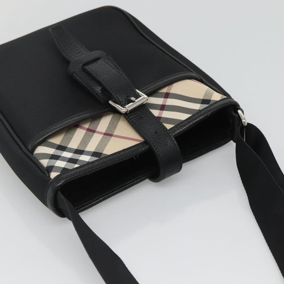 BURBERRY Shoulder Bag Nylon Black Silver Auth sw747