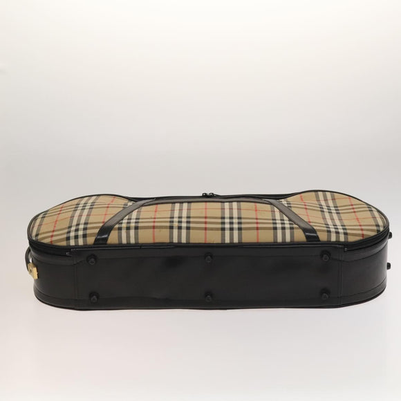Burberrys Nova Check Violin Cases Leather Beige Gold Auth sw748