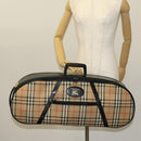 Burberrys Nova Check Violin Cases Leather Beige Gold Auth sw748-23