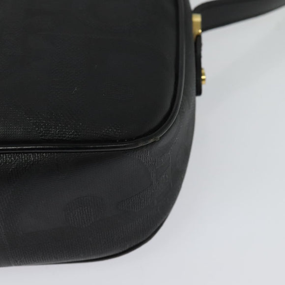 Christian Dior Trotter Canvas Shoulder Bag PVC Black Gold Auth sw750