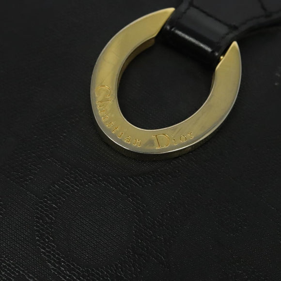 Christian Dior Trotter Canvas Shoulder Bag PVC Black Gold Auth sw750