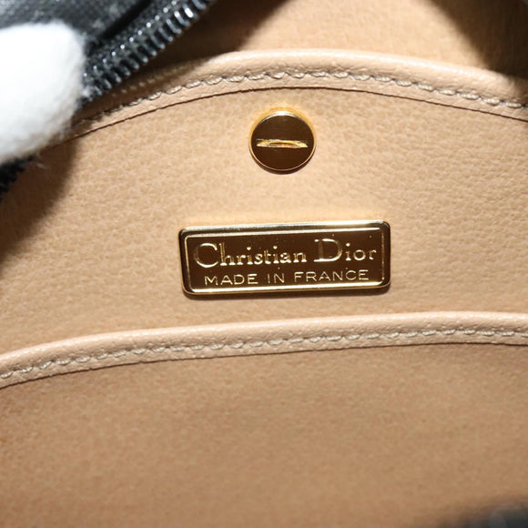 Christian Dior Trotter Canvas Shoulder Bag PVC Black Gold Auth sw750