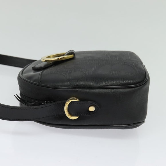 Christian Dior Trotter Canvas Shoulder Bag PVC Black Gold Auth sw750