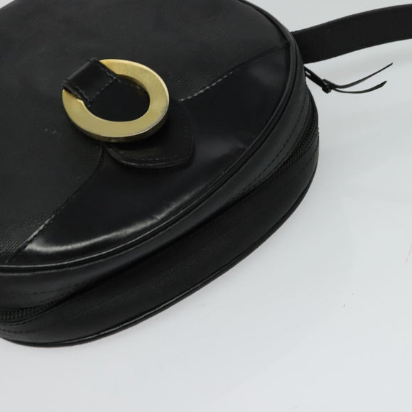 Christian Dior Trotter Canvas Shoulder Bag PVC Black Gold Auth sw750