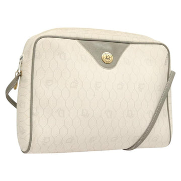 Christian Dior Honeycomb Canvas Shoulder Bag PVC White Gold Auth sw752