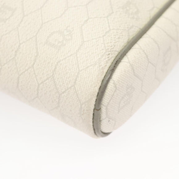 Christian Dior Honeycomb Canvas Shoulder Bag PVC White Gold Auth sw752