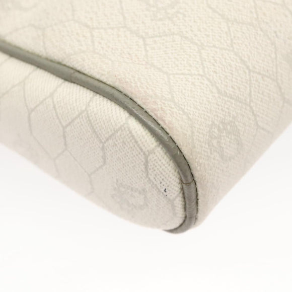 Christian Dior Honeycomb Canvas Shoulder Bag PVC White Gold Auth sw752