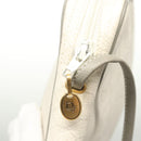 Christian Dior Honeycomb Canvas Shoulder Bag PVC White Gold Auth sw752-14