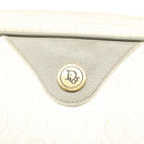 Christian Dior Honeycomb Canvas Shoulder Bag PVC White Gold Auth sw752-15