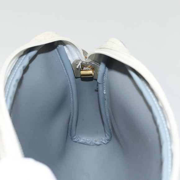 Christian Dior Honeycomb Canvas Shoulder Bag PVC White Gold Auth sw752