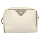 Christian Dior Honeycomb Canvas Shoulder Bag PVC White Gold Auth sw752-2