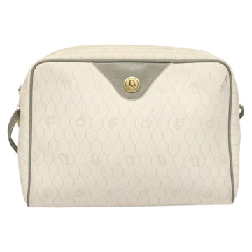 Christian Dior Honeycomb Canvas Shoulder Bag PVC White Gold Auth sw752 - 0
