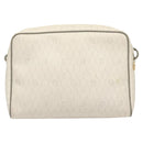 Christian Dior Honeycomb Canvas Shoulder Bag PVC White Gold Auth sw752-2