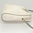 Christian Dior Honeycomb Canvas Shoulder Bag PVC White Gold Auth sw752-4