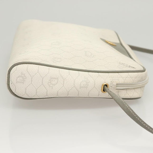 Christian Dior Honeycomb Canvas Shoulder Bag PVC White Gold Auth sw752