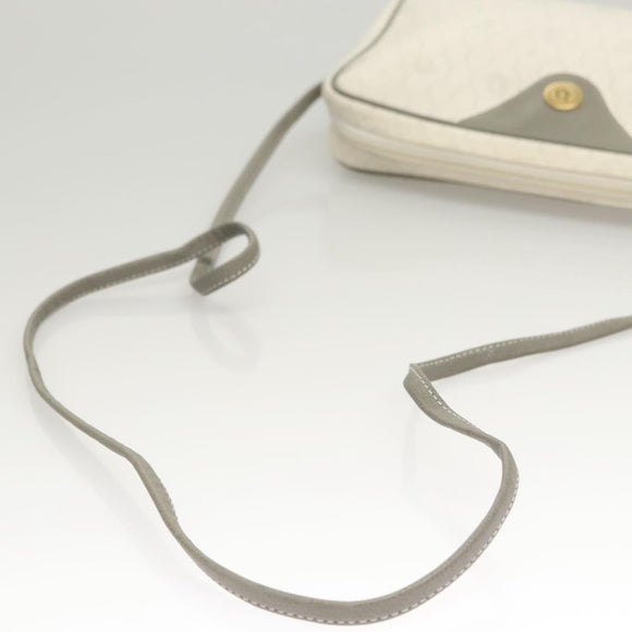 Christian Dior Honeycomb Canvas Shoulder Bag PVC White Gold Auth sw752