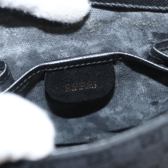 GUCCI Micro GG Canvas Bamboo Shoulder Bag PVC Black Gold Auth sw753