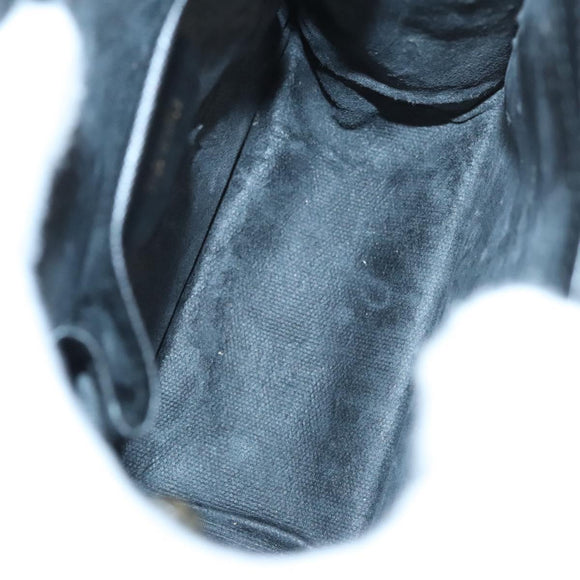 GUCCI Micro GG Canvas Bamboo Shoulder Bag PVC Black Gold Auth sw753