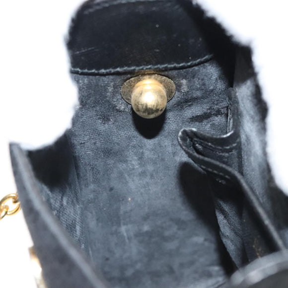 GUCCI Micro GG Canvas Bamboo Shoulder Bag PVC Black Gold Auth sw753