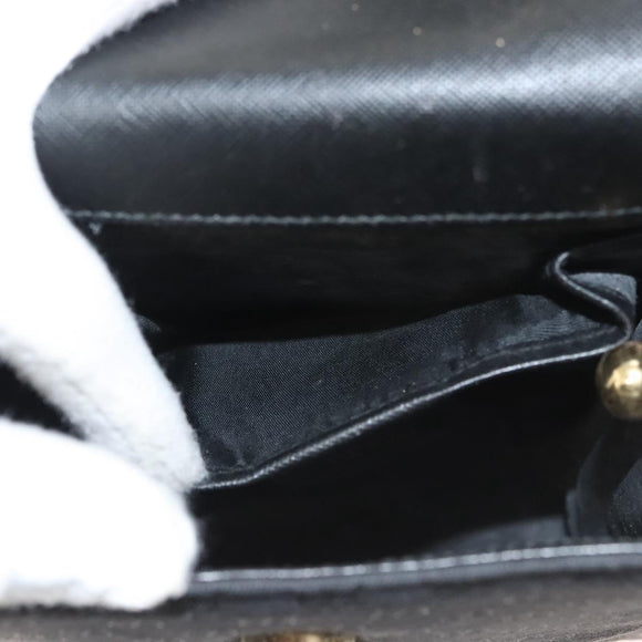 GUCCI Micro GG Canvas Bamboo Shoulder Bag PVC Black Gold Auth sw753