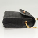 GUCCI Micro GG Canvas Bamboo Shoulder Bag PVC Black Gold Auth sw753-4