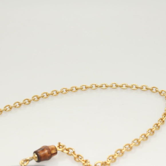 GUCCI Micro GG Canvas Bamboo Shoulder Bag PVC Black Gold Auth sw753