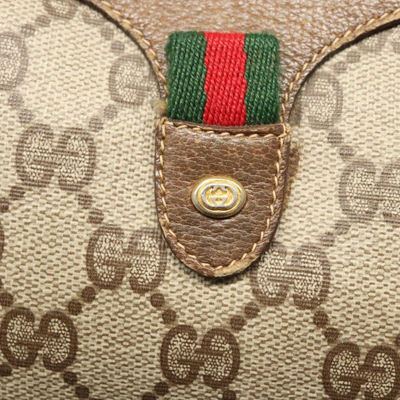 GUCCI GG Supreme Web Sherry Line Bag PVC Beige Gold 89 02 018 Auth sw755