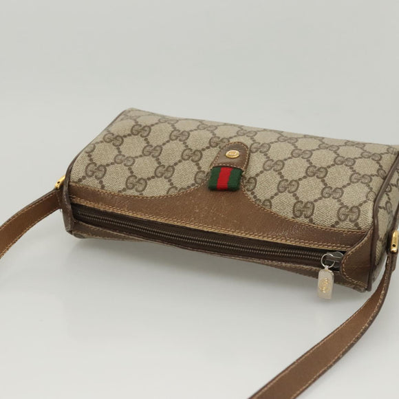 GUCCI GG Supreme Web Sherry Line Bag PVC Beige Gold 89 02 018 Auth sw755