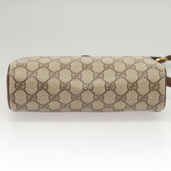 GUCCI GG Supreme Web Sherry Line Bag PVC Beige Gold 89 02 018 Auth sw755