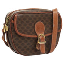 CELINE Macadam Canvas Shoulder Bag PVC Brown Gold Auth sw759-1