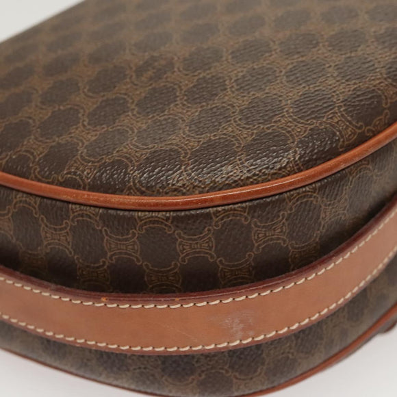CELINE Macadam Canvas Shoulder Bag PVC Brown Gold Auth sw759