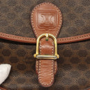 CELINE Macadam Canvas Shoulder Bag PVC Brown Gold Auth sw759-19