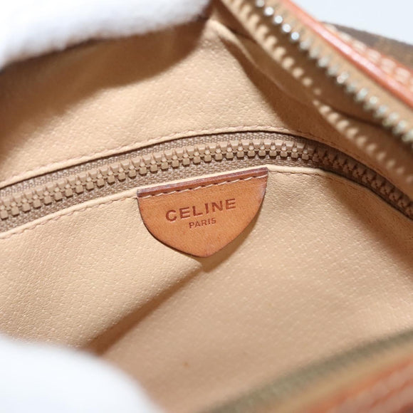 CELINE Macadam Canvas Shoulder Bag PVC Brown Gold Auth sw759