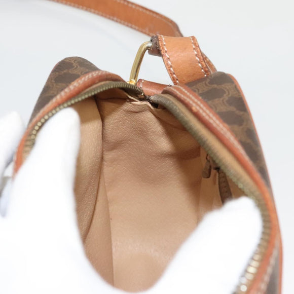 CELINE Macadam Canvas Shoulder Bag PVC Brown Gold Auth sw759