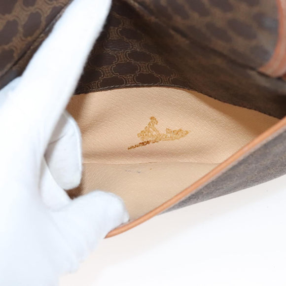 CELINE Macadam Canvas Shoulder Bag PVC Brown Gold Auth sw759