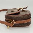 CELINE Macadam Canvas Shoulder Bag PVC Brown Gold Auth sw759-4