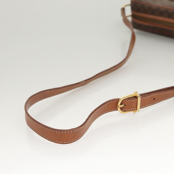 CELINE Macadam Canvas Shoulder Bag PVC Brown Gold Auth sw759