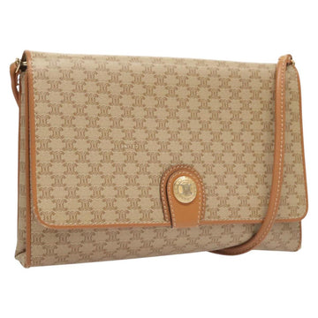 CELINE Macadam Canvas Shoulder Bag PVC Beige Gold Auth sw761