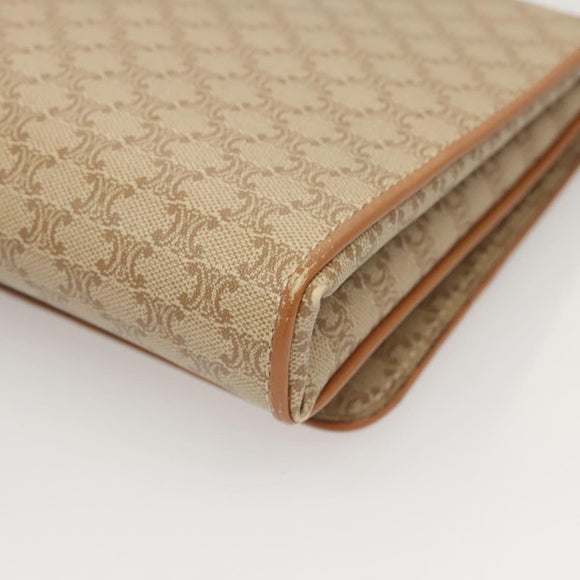 CELINE Macadam Canvas Shoulder Bag PVC Beige Gold Auth sw761